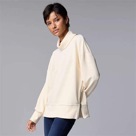 Women's Simply Vera Vera Wang Rib Cowlneck Side-Zip Pullover