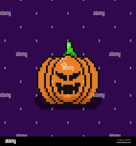 pixel art pumpkin scary halloween Stock Vector Image & Art - Alamy