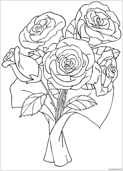 Rose Bouquet Coloring Pages