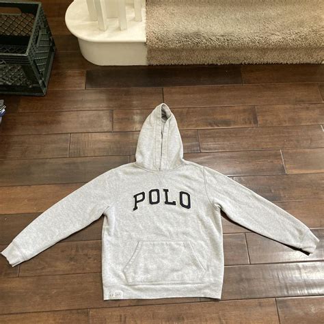 Polo Ralph Lauren Women's Grey and Navy Hoodie | Depop