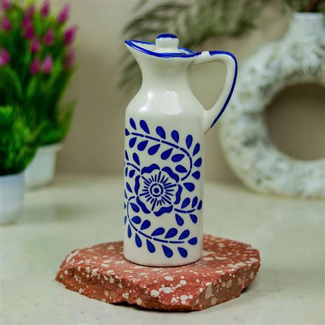 Salvia Handmade Ceramic Oil Dispenser Bottle for Kitchen | 300ml ...