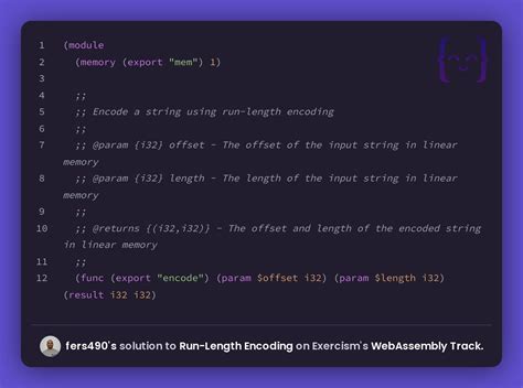 fers490's solution for Run-Length Encoding in WebAssembly on Exercism