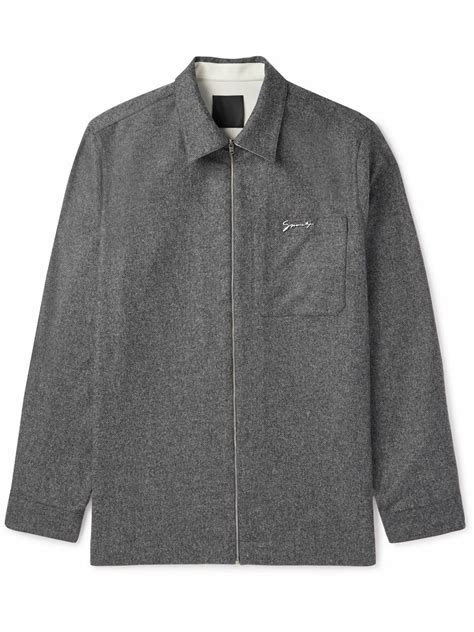 Givenchy - Logo-Appliquéd wool-flannel Shirt Jacket - Gray Givenchy