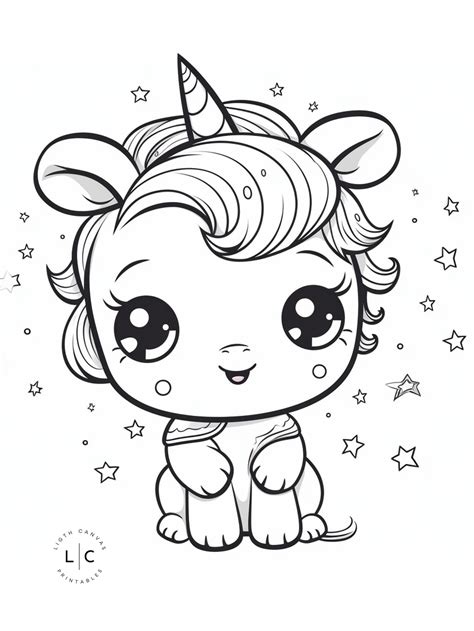 Cute Baby Unicorn Coloring Page. Kid’s Coloring Activities. - Etsy