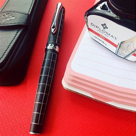 Diplomat Excellence A Plus Rhomb Guilloche Lapis Black Roller Ball Pen