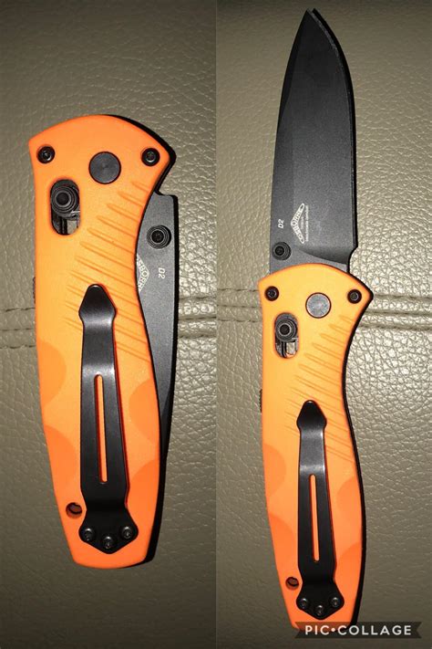 The best EDC knife I’ve ever owned. 585 Mini Barrage Blaze Orange w/AXIS Assist. : r/benchmade