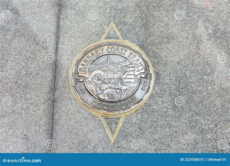 Barbary Coast Trail Marker Implanted in the Sidewalk Trace the Path of ...