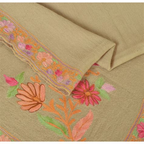 Sanskriti Vintage Hand Embroidered Kashmiri Woolen Shawl Grey Stole Fl