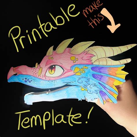 Customizable Color Your Own Printable Paper Dragon Puppet Template Base ...