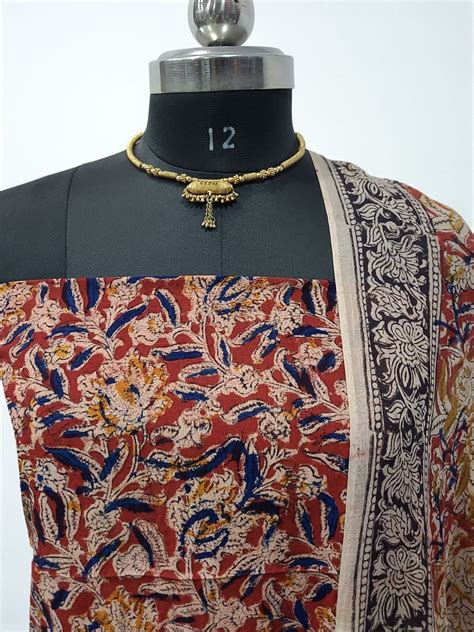 Handmade Pure Cotton Kalamkari 2 Pc Unstitched Suit with Kalamkari ...