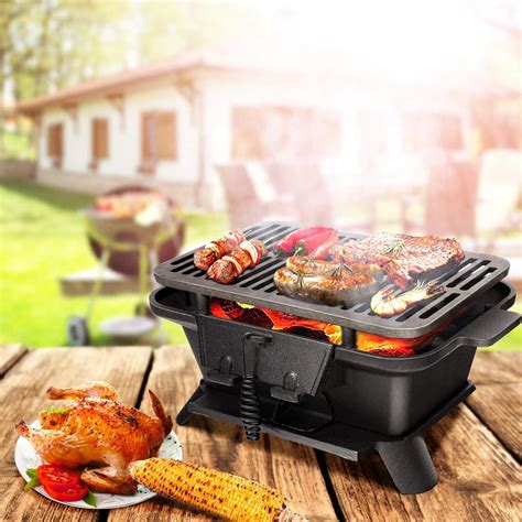 Giantex Portable Cast Iron Charcoal Grill with Double-sided India | Ubuy