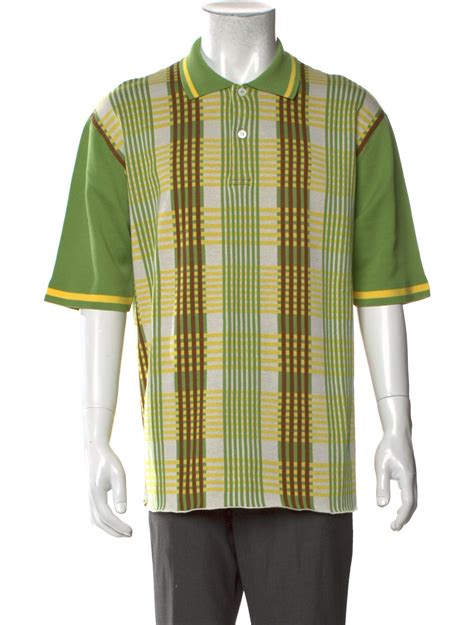 Marni Plaid Print Collar Polo Shirt - Green Polos, Clothing - MAN234327 ...