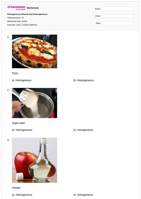 50+ Homogeneous and Heterogeneous Mixtures worksheets for Class 5 on ...
