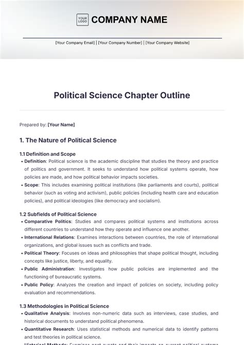 Outline Of Political Science: Political Science Outline Template – BXXM