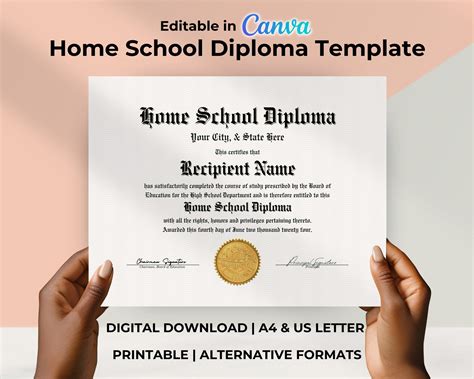 Free Printable Home School Diploma Editable Home School Diploma