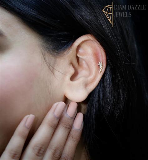 Buy Lab Grown Diamond Floral Cluster Earring, 14K Solid Gold Diamond ...