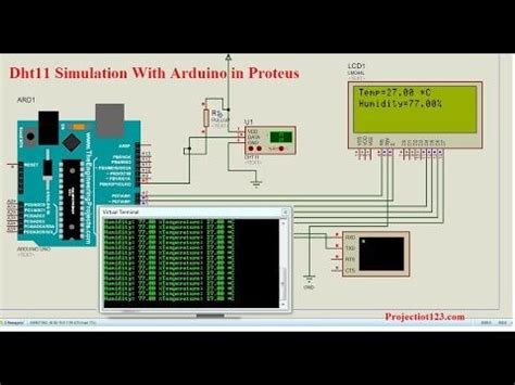 Image result for Cablage Proteus DHT11 Virtual Monitor