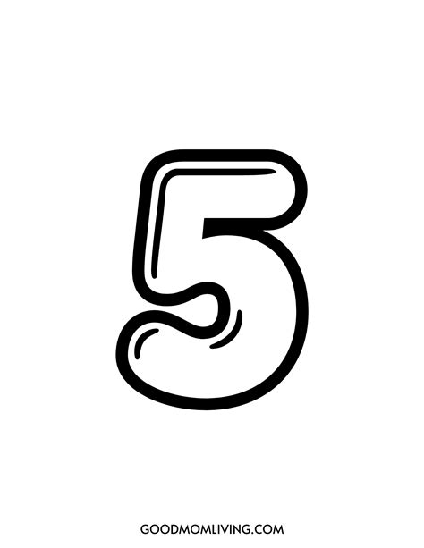 Bubble Number 5 Printable (Free Number 5 Bubble Letter) - Good Mom Living