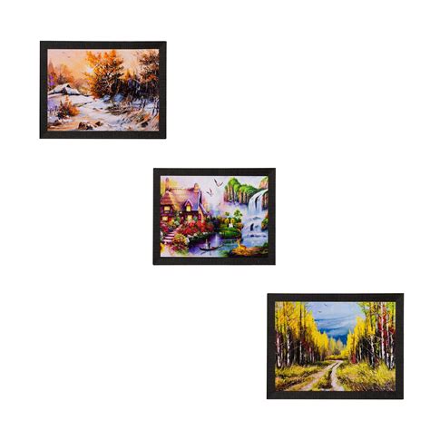 Set of 3 Nature Scenery Matt Textured UV Art Painting - eCraftIndia Online