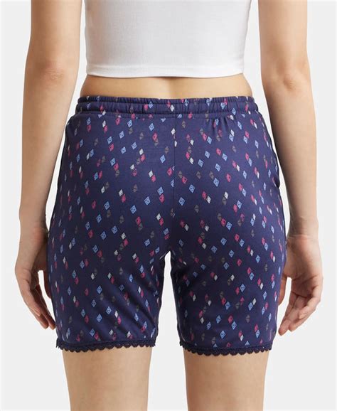 Buy Micro Modal Cotton Relaxed Fit Printed Shorts with Side Pockets ...