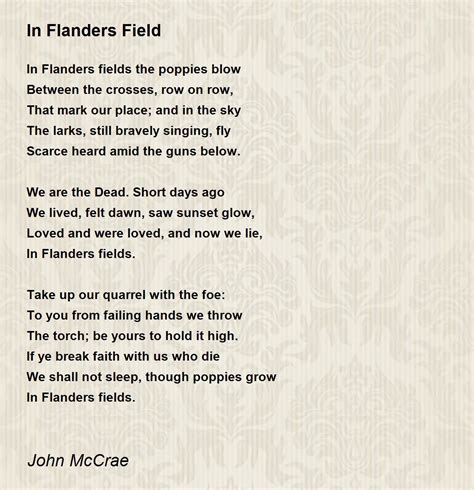 In Flanders Field Poem by John McCrae - Poem Hunter