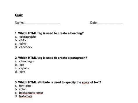 HTML Quiz Questions 的图像结果
