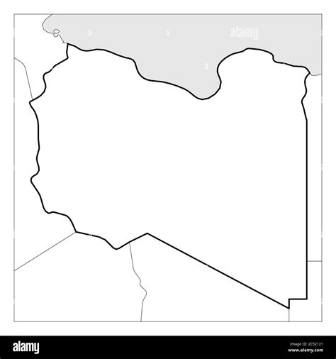 Map of Libya black thick outline highlighted with neighbor countries Stock Vector Image & Art ...