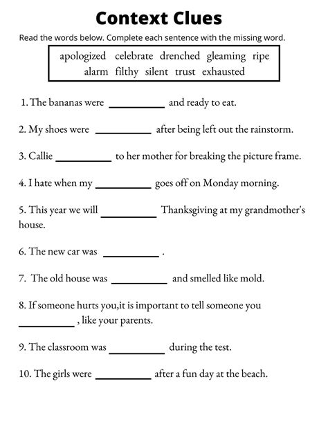 Context Clues Worksheets Pdf - Ark for Kids