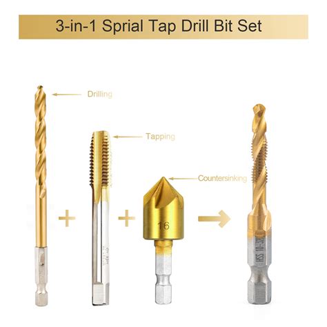 Buy HIDOTOL Titanium Combination Drill and Tap Bits Set with Quick ...