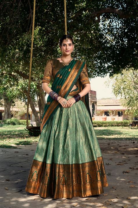 Sea Green Royal Jacquard Silk Pattu Lehenga Choli Collection