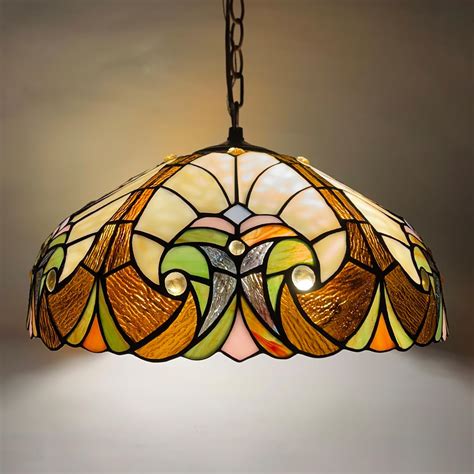 COTOSS Tiffany Pendant Light fixtures 16" Wide Stained Glass Pendant ...