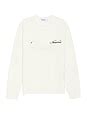 Norwood Distressed Logo Sweater in Cream | REVOLVE