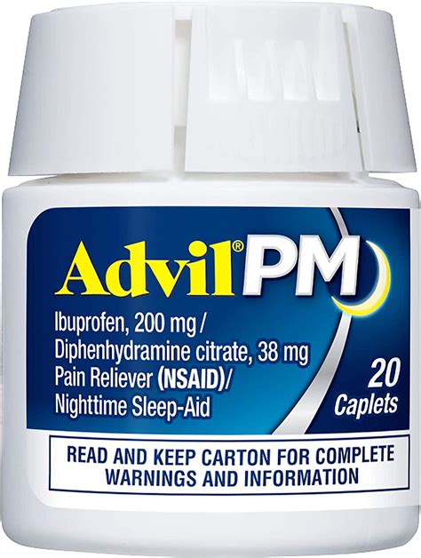 Advil PM Pain Reliever/Nighttime Sleep Aid (20 Count) - 200mg Ibuprofen ...