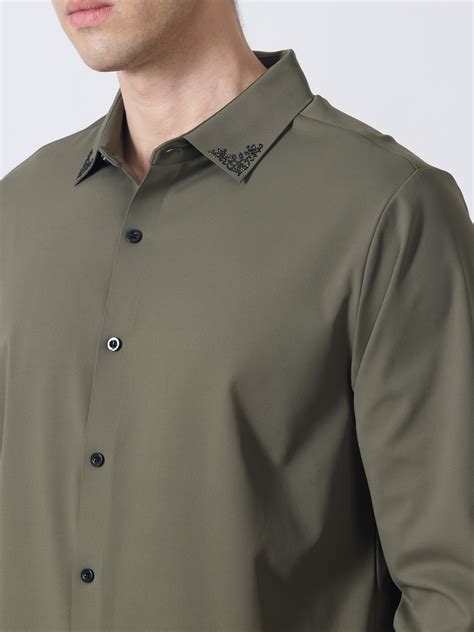 Nemo-6 - Stone Embellished Shirt - Olive Green – Espanshe
