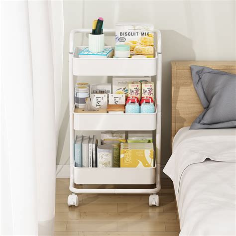 3-Tier Metal Rolling Utility Cart Mobile Storage | Ubuy India