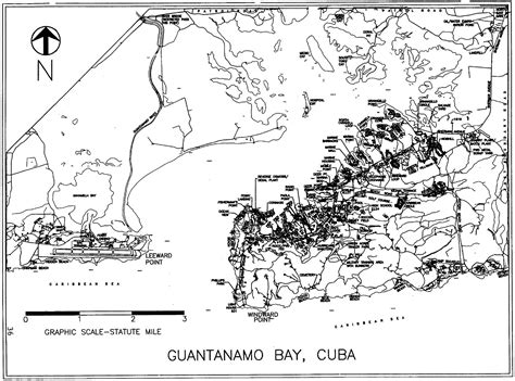 Map united states and guantanamo bay