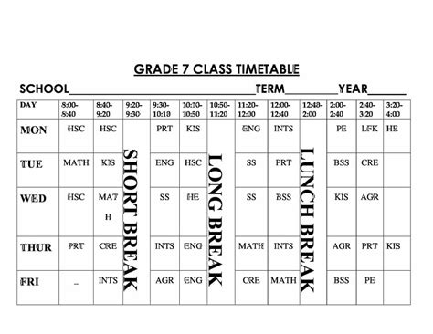 Image result for Class 7 HTML Timetable