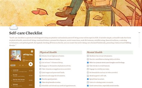 Self-care Checklist Template by Notion Bytes | Notion Marketplace