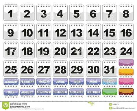 Complete Calendar. Icons Set. Stock Vector - Illustration of months ...