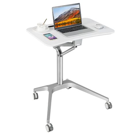 Portable Computer Cart Desk Height Adjustable Rolling Laptop Cart