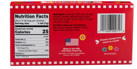 Smarties Nutrition Facts