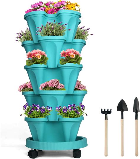 DUNCHATY Stackable Planter with Self Watering System, 5 Tier India | Ubuy