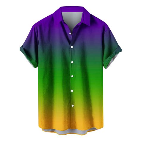Aloohaidyvio Mens Mardi Gras Shirts Men's Holiday Hawaiian Button Down ...
