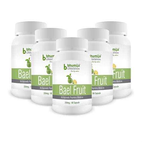 Bhumija Lifesciences Bael Fruit 250 MG Capsules - 60 Capsule (Pack of 5 ...