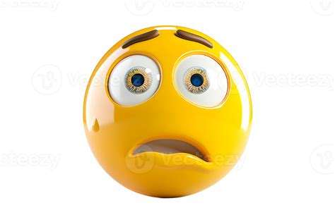 3D Yellow Emoji Face with Worried Expression. Isolated on transparent background 48397258 PNG