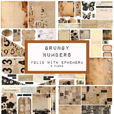 GRUNGY NUMBERS - Folio - 8 Pages - Digital JUNK Journal Printable ...