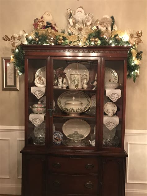 Christmas China Cabinet Decor