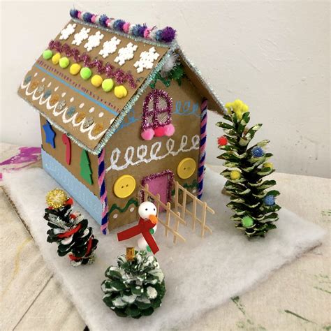 Family Crafternoon: Cardboard "Gingerbread" Houses - The Muse - Lake of ...