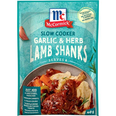 Mccormick Slow Cooker Garlic & Herb Lamb Shanks Recipe Base 40g ...