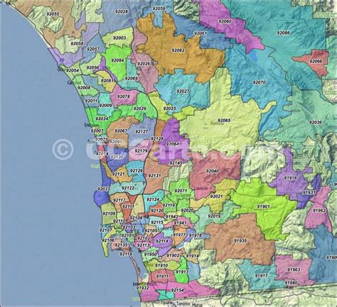 San Diego ZIP Codes Map — San Diego County, California